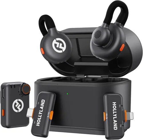 Vista 12 de Micrófono inalámbrico Hollyland Lark M2S Combo (RX de cámara + RX USB-C + cable Lightning) para iPhone/cámara/Android/PC, clip de titanio