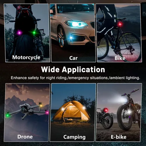 Vista 6 de XINGWU - 4 luces estroboscópicas LED inalámbricas con control remoto, 8 colores, carga USB, impermeables, luces de emergencia, luz para roca