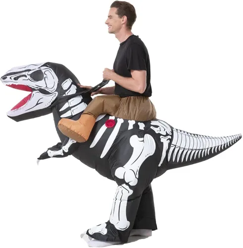Vista 2 de Hsctek Disfraz inflable de dinosaurio de esqueleto para adultos