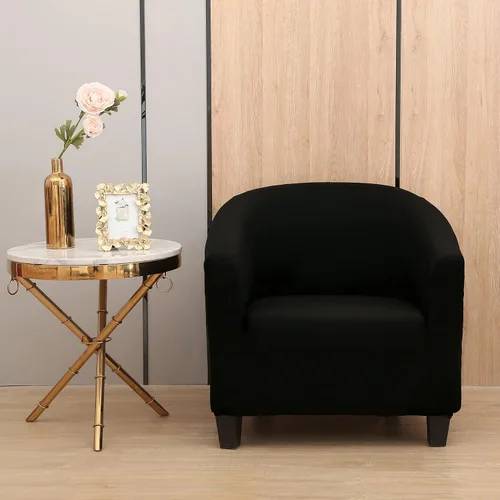 Vista 7 de Funda para silla de club, funda para silla de bañera de alta elasticidad, funda universal de elastano para sala de estar, bar, bar (beige)