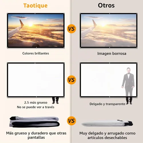 Vista 2 de Pantalla de proyector de 72 pulgadas, pantalla de proyector de películas 16:9 HD plegable y portátil, antiarrugas, para interior y exterior