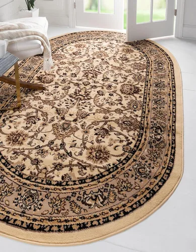 Vista 74 de Unique Loom Sialk Hill Collection - Alfombra de área Washington (6' 1" x 9' Rectángulo Burdeos/Crema)