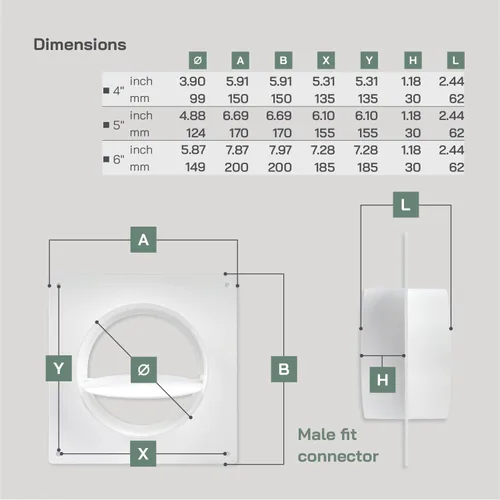Vista 2 de Vent Systems Placa de conector de conducto de ventilación de aire de 4 pulgadas Brida de conector de conducto de ventilación recta Placa de conector