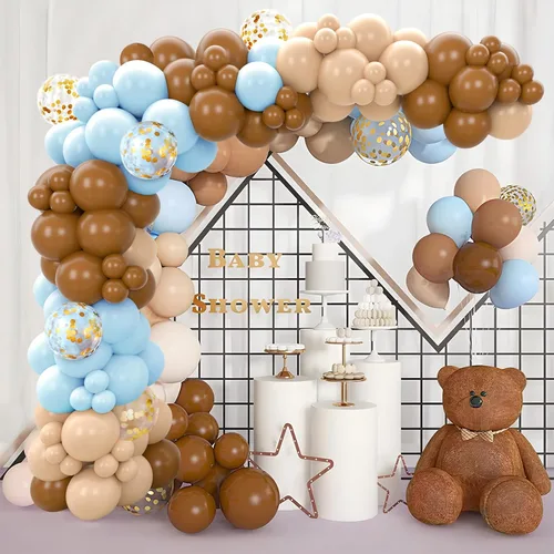 Vista 3 de DataMoon Decoraciones de Baby Shower "We Can Bearly Wait" - Cajas para bebé con letras, Globos Boho, Telón de fondo "We Can Bearly Wait" para Baby