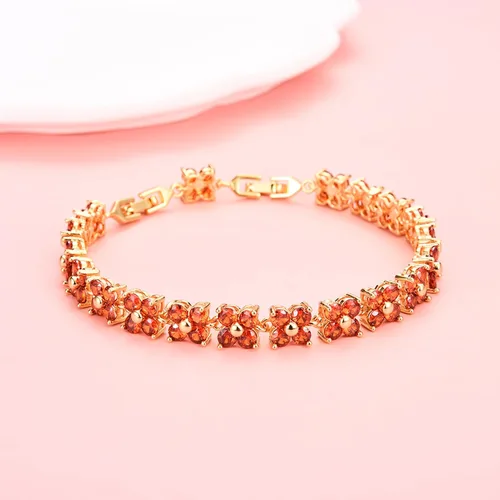 Vista 3 de GULICX - Pulsera de tenis con cristales de Swarovski y cristales redondos chapados en oro