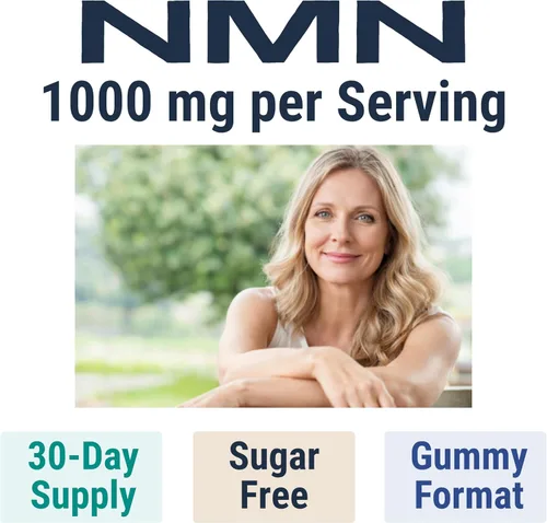 Vista 2 de SHIZAM Gomitas NMN (mononucleótido de nicotinamida) - 1000 mg por porción Soporte NAD+ Suministro de 30 días Sin azúcar