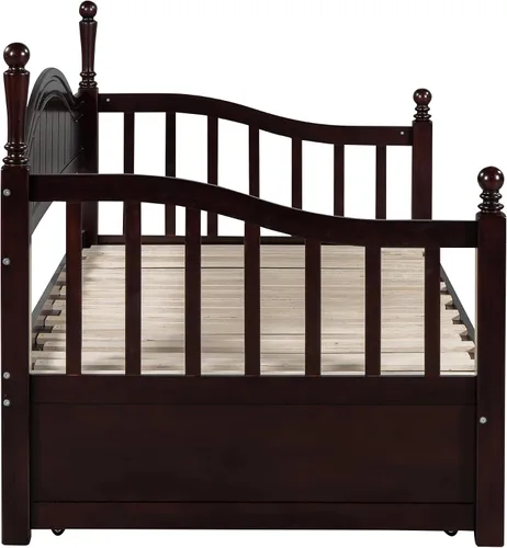 Vista 8 de Harper & Bright Designs Sofá cama individual de los años 80 y 90 con nido, base de cama extensible con 2 cajones de almacenamiento, cabecera Blanco