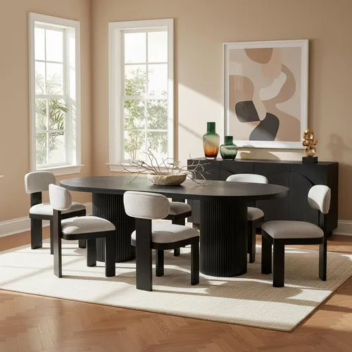 Vista 2 de Meridian Furniture Mesa de comedor de madera de roble negro Belinda