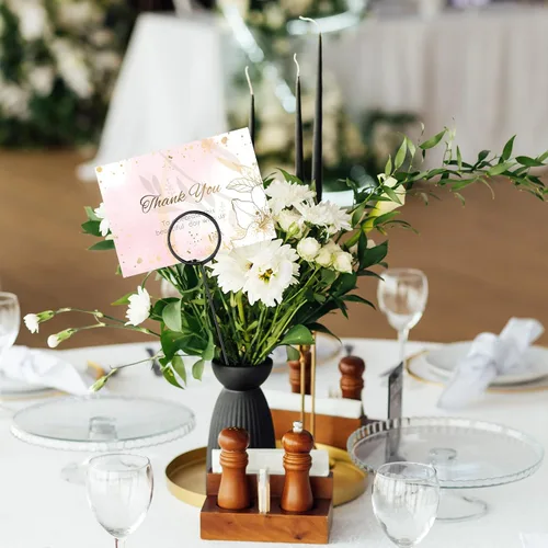 Vista 6 de Hotop 30 Piezas Soporte de Tarjetas Florales con Púas de Alambre de Metal para Tarjetas de Lugar, Soporte de 13.4 Pulgadas para Fotos y Notas, Clip