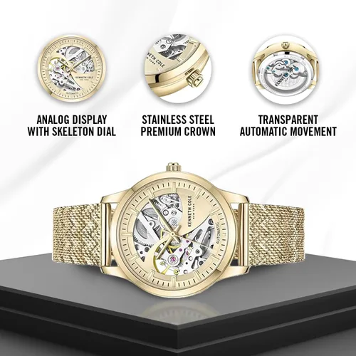 Vista 8 de Kenneth Cole - Reloj de lujo para mujer, de acero inoxidable, cuerda automática automática, resistente al agua, elegante diseño analógico con esfera
