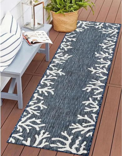 Vista 22 de Liora Manne Carmel - Alfombra decorativa de mezcla sintética para interiores y exteriores, de bajo perfil, contemporánea, decoración de peces Agua