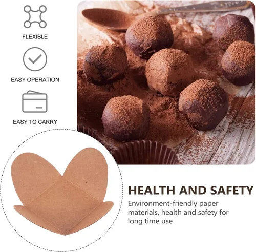 Vista 7 de Cabilock 100 envoltorios de chocolate de papel con trufas de chocolate, tazas de caramelo, base de postre, suministros para hornear para hacer