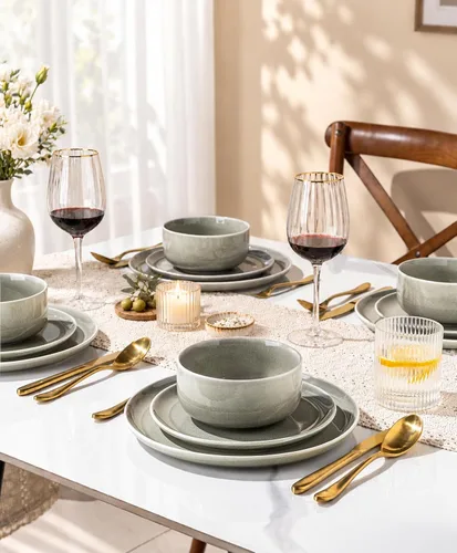 Vista 7 de AmorArc Dinnerware Sets for 4, Ceramic Plates and Bowls Sets (12 Piece)