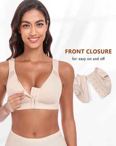 Vista 3 de DotVol - Brasier de cierre frontal para mujer, con soporte de espalda, cobertura completa, sin relleno, sin aros, cómodo para todos los días