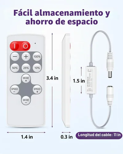 Vista 9 de HitLights Mini control remoto RF para DC 5/12/24V tira de LED de un solo color 12-Key, Magnetic, PWM Dimming Control, Wireless Dimmer 8 Dynamic