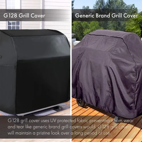 Vista 4 de G128 Cubierta negra para parrilla 30 pulgadas Poliéster hidrofóbico Cubierta de parrilla de gas, impermeable, resistente a los rayos UV, se