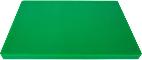 Vista 2 de Tabla de cortar de plástico verde grueso para restaurante de 18 x 12 pulgadas, 1 pulgada de grosor y pesada forro polar verde con licencia