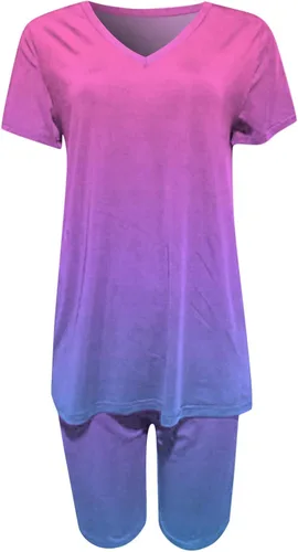 Vista 6 de Tthxqing Conjunto de 2 piezas para mujer, conjunto de sudadera de verano para correr, de manga corta, pantalones casuales, mallas