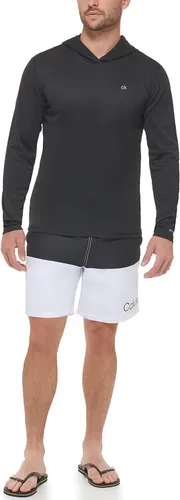 Vista 4 de Calvin Klein Camiseta con capucha estándar de secado rápido UPF 40+ para hombre
