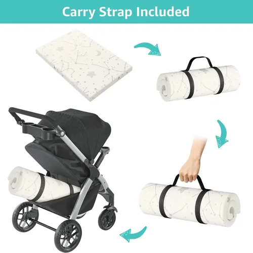 Vista 7 de YENING Colchón de bambú Pack and Play, transpirable, 38 x 26 pulgadas, impermeable, colchón de bebé para Pack N Play, cubrecolchón impermeable