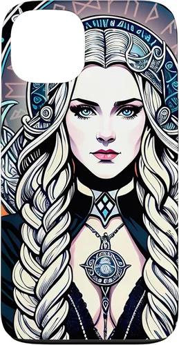 Vista 7 de iPhone 16 Skadi Diosa nórdica, mito vikingo nórdico, runas, estuche de arte nórdico