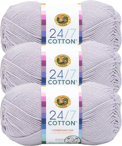 Vista 115 de Lion Brand Yarn - Hilo ligero 24/7 de algodón para tejer, hacer ganchillo y manualidades, Ámbar, paquete de 1 Light Worsted 100% Mercerized Cotton