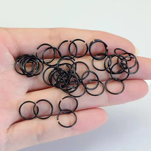 Vista 6 de 60 retenedores de plástico antialérgicos de calibre 20, aros de nariz unisex, transparentes, negros, para orejas sensibles y piel