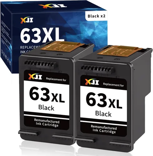 Vista 7 de XJI Cartuchos de tinta remanufacturados de repuesto para HP Ink 63XL 63 XL (negro, paquete de 2), para OfficeJet 3830 3833 5222 5255 5258 5260 Envy