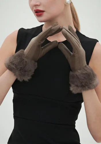 Vista 3 de YISEVEN Guantes de piel de cordero con pantalla táctil para mujer