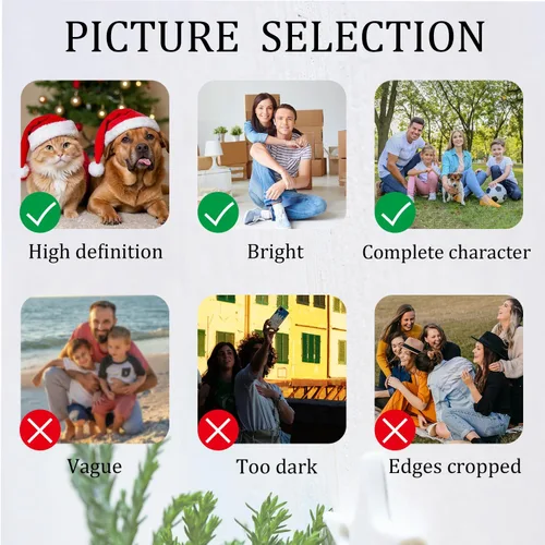 Vista 5 de Adornos navideños personalizados con foto, adornos de foto 2D personalizados, decoraciones colgantes para árbol, regalo para parejas de Navidad