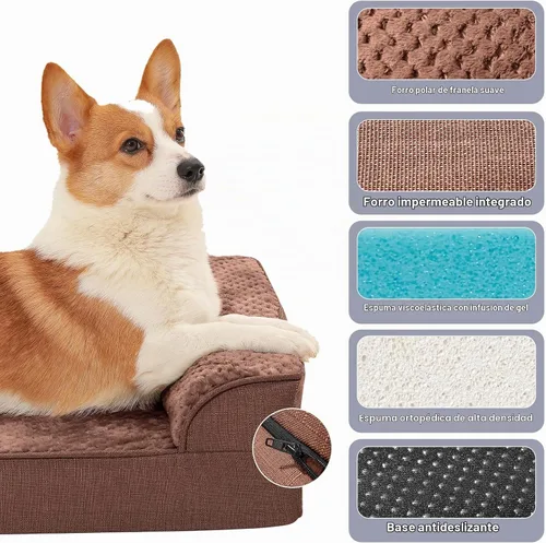 Vista 3 de Rainmr Cama impermeable para perros pequeños, sofá ortopédico de espuma viscoelástica para cachorros, funda extraíble y parte inferior