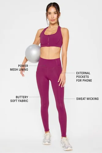 Vista 4 de Fabletics Leggings Oasis PureLuxe de talle alto para mujer Mora (Berry Crush)