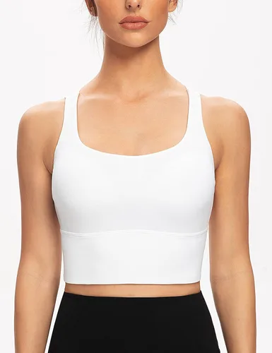 Vista 2 de Sujetador deportivo de yoga con tirantes delgados para mujer, con relleno, sin varillas, camiseta sin mangas
