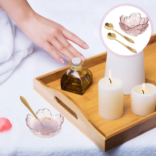 Vista 7 de Beaupretty Máscara facial rosa, 2 juegos de máscaras faciales, cuencos con forma de cuencos con cucharas de metal, cuenco de aceite esencial