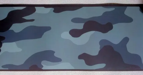 Vista 3 de Papel pintado camuflaje camuflaje pared frontera - azul