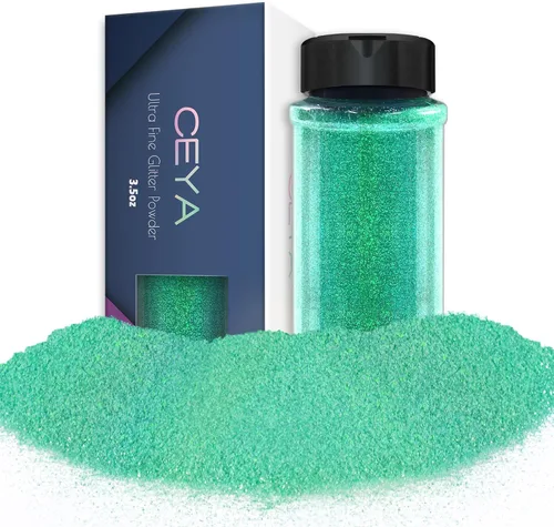 Vista 9 de Ceya - Purpurina gruesa, 4.9 oz / 140 g, Polvo de purpurina blanca para manualidades navideñas, 1/128” 0.008” 0.2mm, Purpurina iridiscente