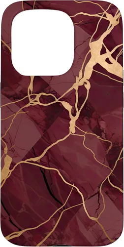 Vista 14 de iPhone 16 Burgundy and Yellow Metamorphic Pattern Case