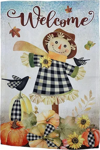 Vista 28 de Bandera de jardín de Halloween de calabazas de gato negro, 12 x 18 pulgadas, doble cara, decoraciones de Halloween, decoración del hogar, calabazas