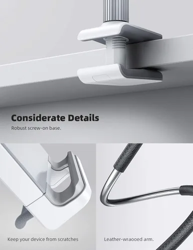 Vista 6 de Lamicall Soporte para tablet de cuello de cisne: soporte flexible para tableta con clip de brazo para cama, soporte de escritorio, compatible