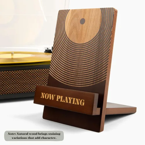 Vista 6 de Sonny & Sloane Soporte para discos de vinilo Now Playing: soporte para discos de madera clásico - Accesorios de vinilo para entusiastas de LP