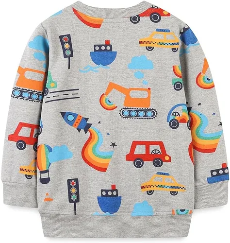 Vista 2 de Sudaderas para niños pequeños, cuello redondo, sin botones, de algodón, manga larga, para otoño, niños de 1 a 7 años