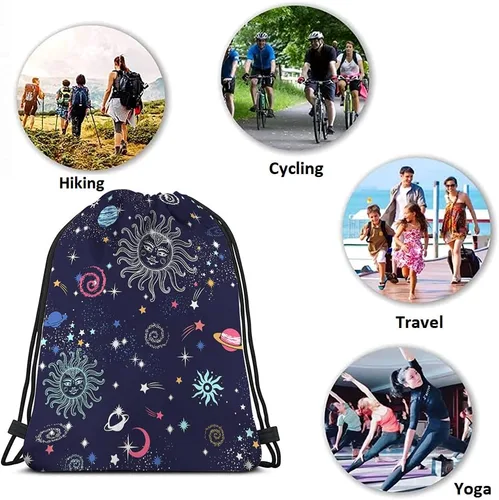 Vista 7 de Beabes Bohemia Retro Rayas Cordón Bolsas Mochila Gimnasio Bolsa con Cordón, Multi-a111, Mochilas de viaje
