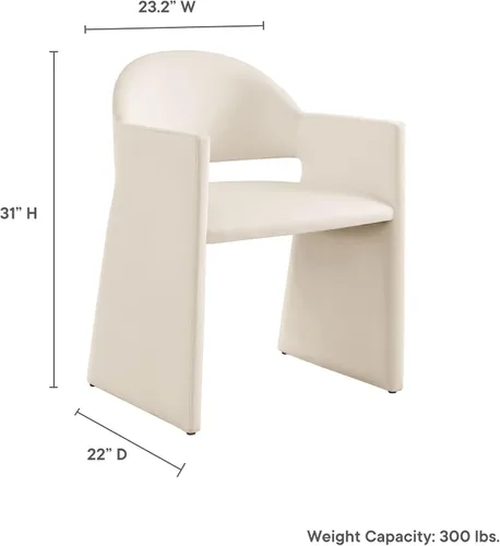 Vista 2 de Modway Talia Performance - Sillón de comedor de terciopelo en alabastro, moderna silla de comedor curvada con respaldo abierto, silla de barril