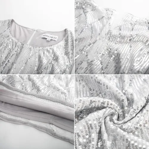 Vista 4 de Hanna Nikole Vestido formal para mujer, 2 piezas, vestido de fiesta de noche con lentejuelas para madre de la novia con chaqueta de gasa