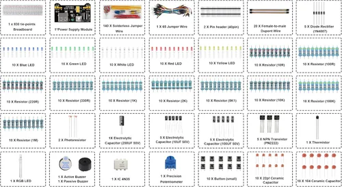 Vista 4 de Componente electrónico de la tabla de cortar el pan, kit electrónico divertido con 830 puntos de amarre Breadboard, paquete, fuente de alimentación