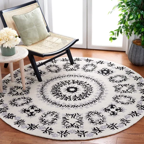 Vista 11 de SAFAVIEH Empire Collection - Alfombra de pasillo, 2 pies 3 pulgadas x 9 pies, negro y marfil, lana de medallón hecha a mano, ideal para zonas