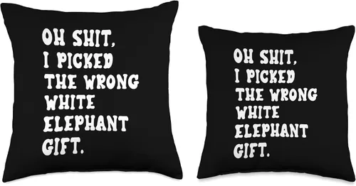 Vista 3 de Funny Oh Shit White Elephant Gifts for Adults Humorous Oh Shit - Almohada de elefante blanco para adultos menores de 15 años, 20 pulgadas, 16 x 16