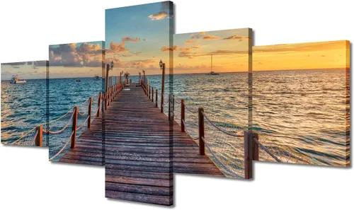 Vista 12 de TUMOVO 5 piezas de arte en lienzo para pared, hermoso castillo de piedra de cisne con paisajes naturales de selva al atardecer, paisajes naturales