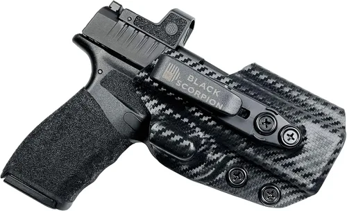 Vista 8 de Black Scorpion Gear dentro de la cintura cinturón ala funda plegable para Springfield Hellcat Pro
