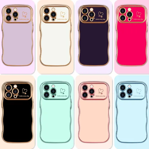 Vista 8 de LCHULLE Funda para iPhone 12 Pro para mujeres y niñas, lindo marco ondulado con forma rizada con patrón de corazón de amor, cubierta de protección